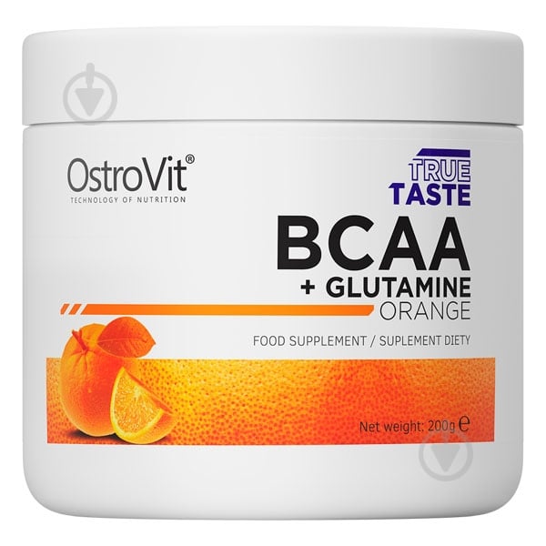 Амінокислотна суміш Ostrovit BCAA + Glutamine апельсиновий 200 г 20 порц. - фото 1 Амінокислотна суміш Ostrovit BCAA + Glutamine апельсиновий 200 г 20 порц. - фото 1