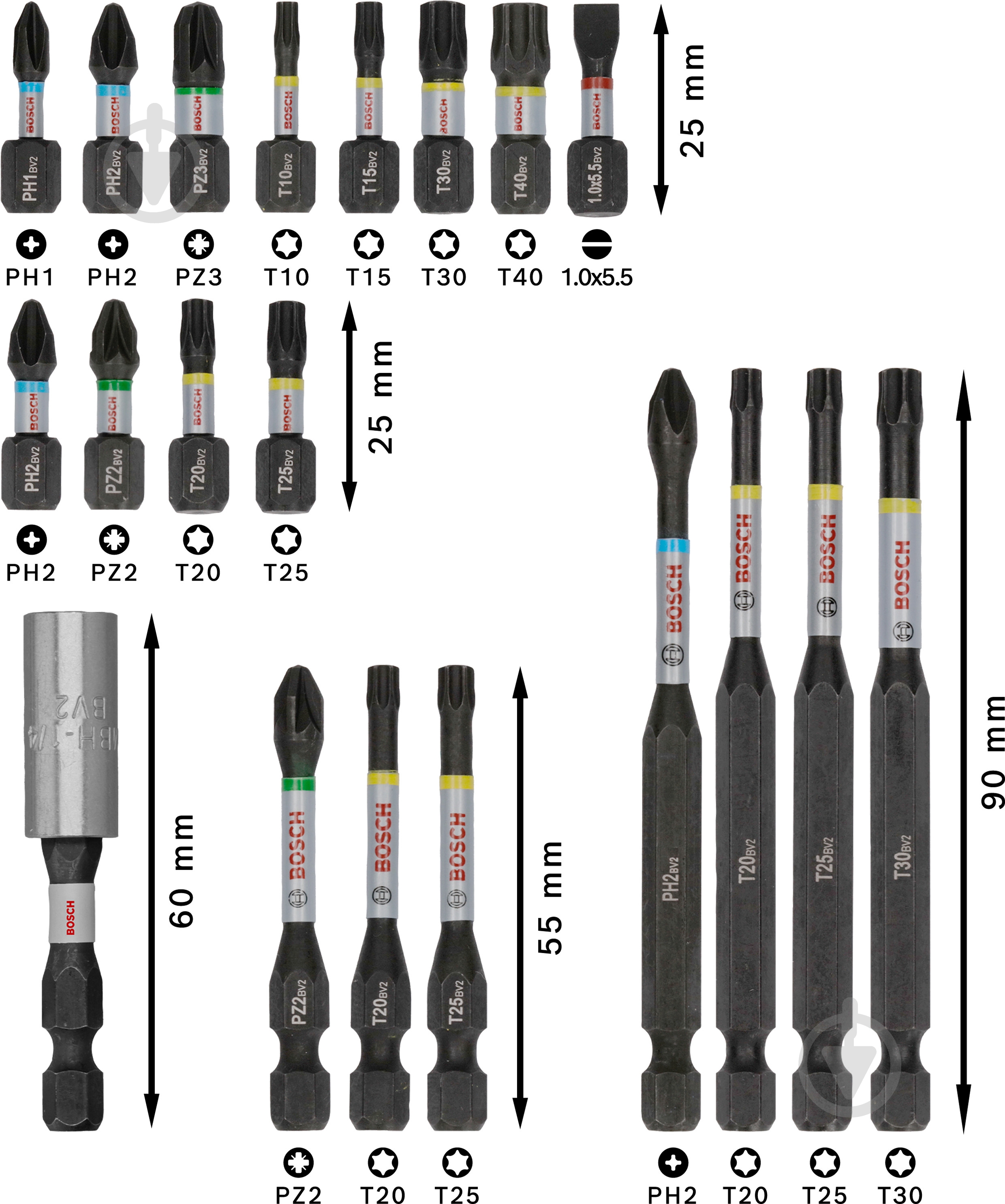 Набор бит Bosch PRO Impact Set 20 шт. 2608521U74 - фото 2