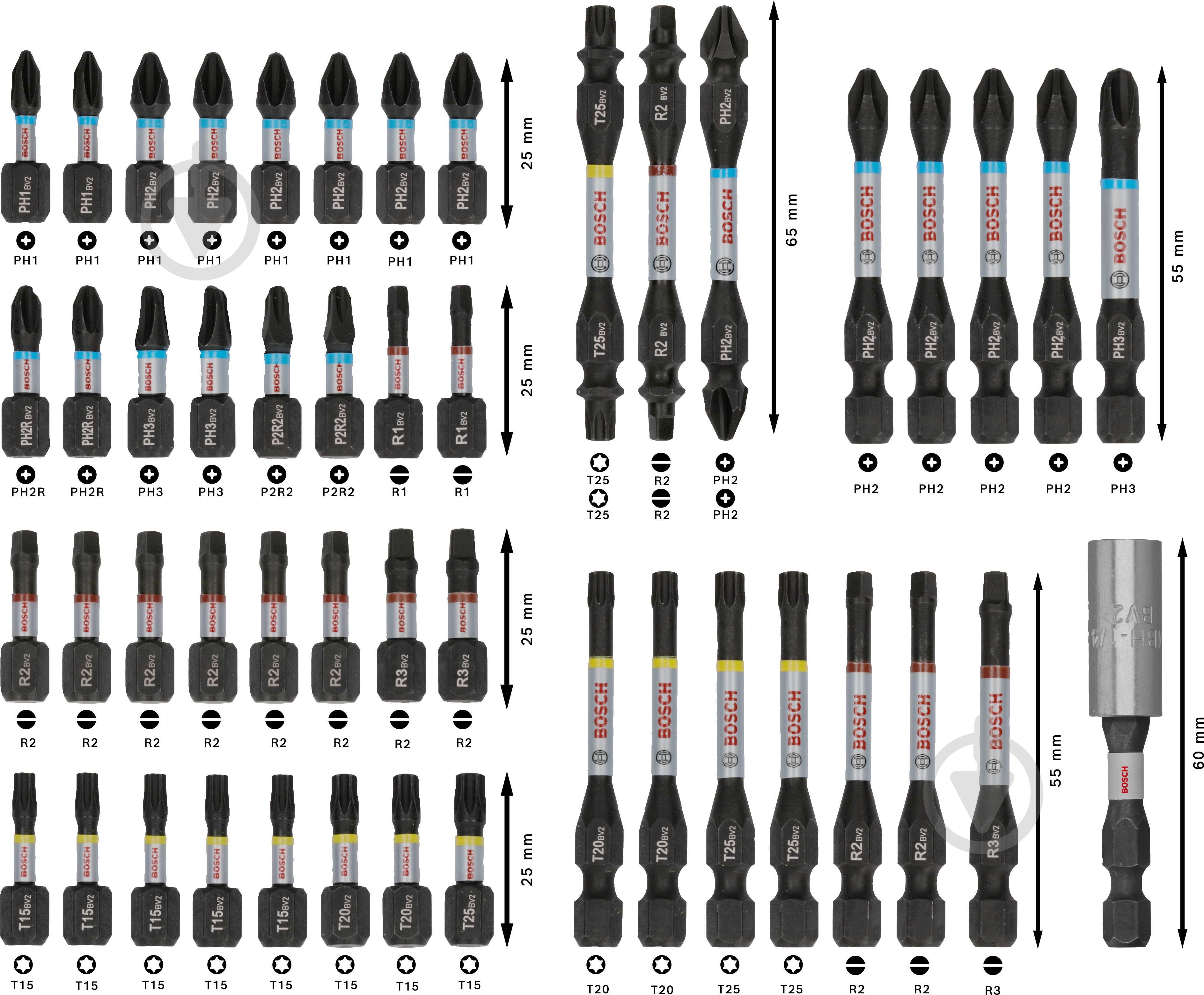Набор бит Bosch PRO Impact Set с держателем 48 шт. 2608521U88 - фото 2 Набор бит Bosch PRO Impact Set с держателем 48 шт. 2608521U88 - фото 2