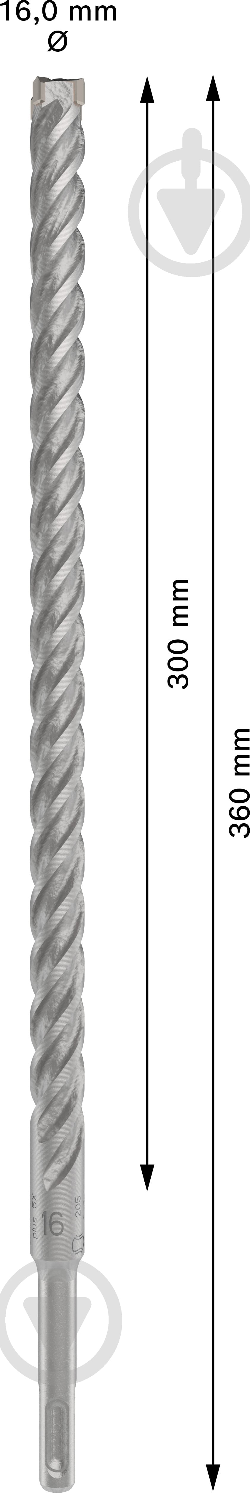Бур Bosch 5X SDS-plus 16x300 мм 360 мм 2608833828 - фото 2