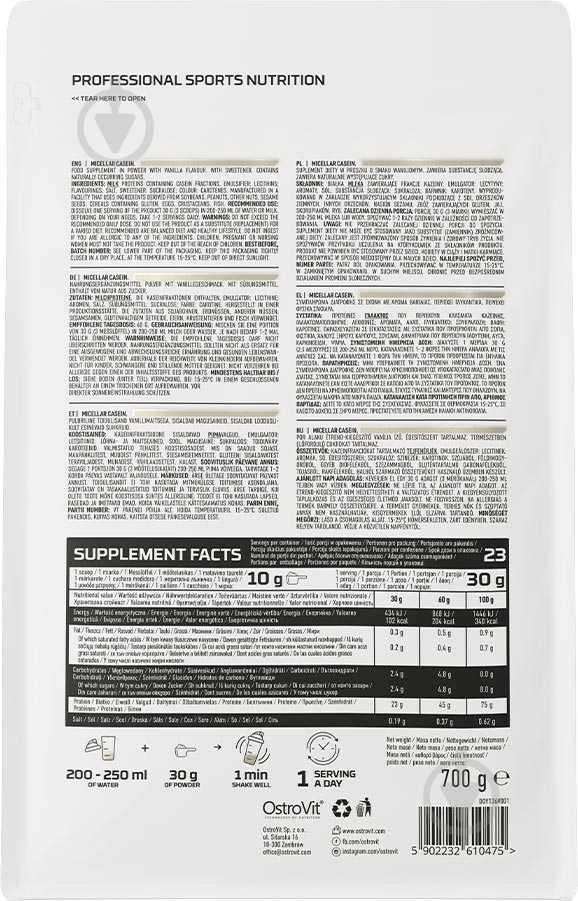 Протеин Ostrovit Micellar Casein ваниль 0,7 кг - фото 2
