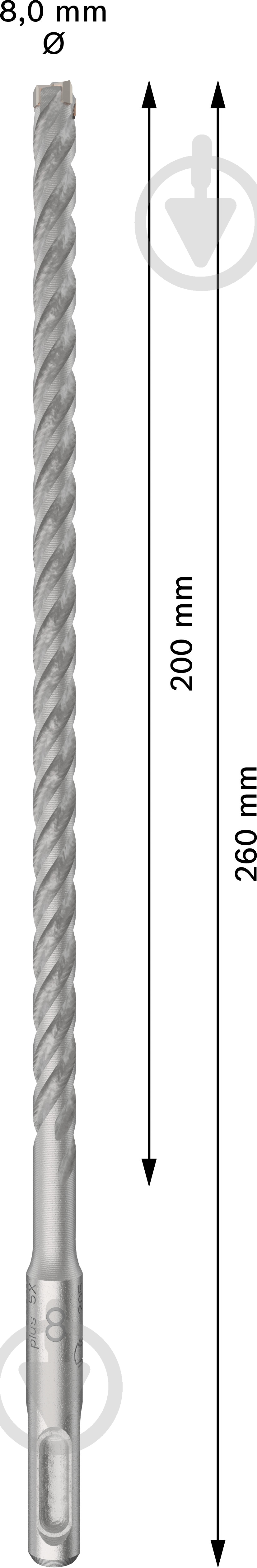 Бур Bosch 5X SDS-plus 8x200 мм 260 мм 10 шт. 2608833901 - фото 3