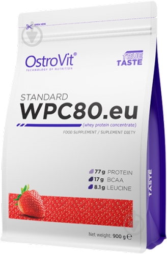 Протеин Ostrovit Standard WPC80.eu клубника 0,9 кг - фото 1 Протеин Ostrovit Standard WPC80.eu клубника 0,9 кг - фото 1