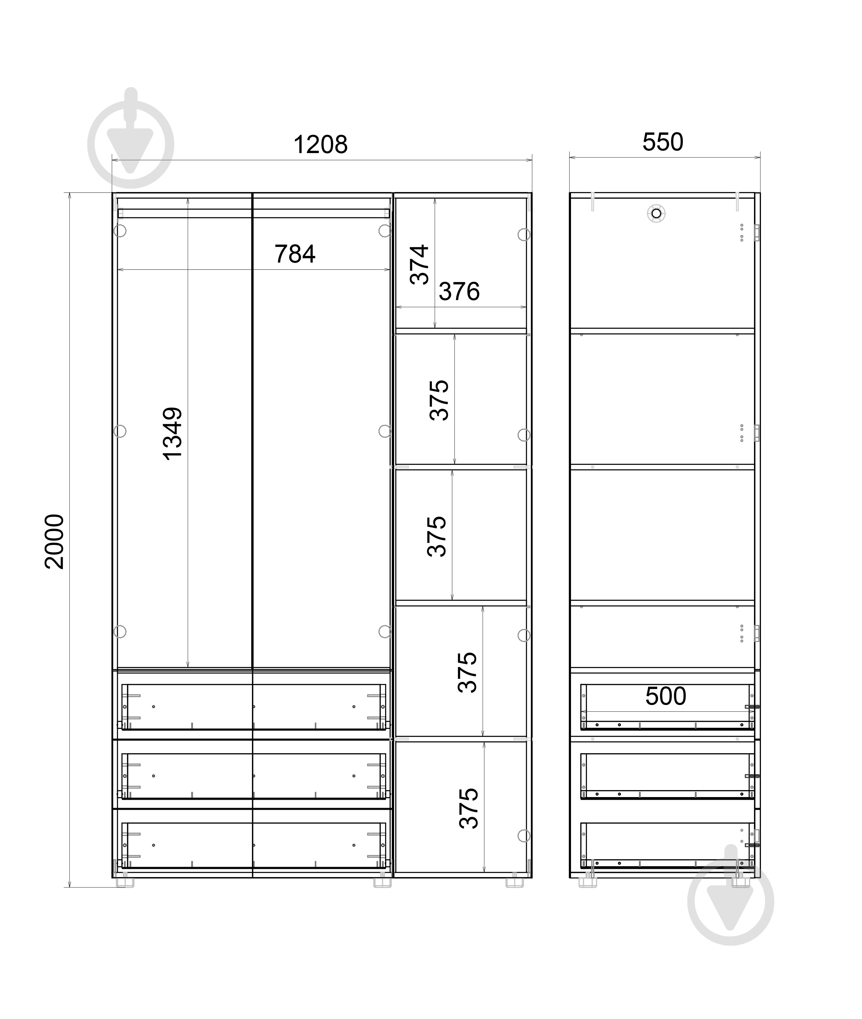 Шафа Берегиня Choice 1208х2000х550 ДСП 2000х550х550 мм німфея альба - фото 2