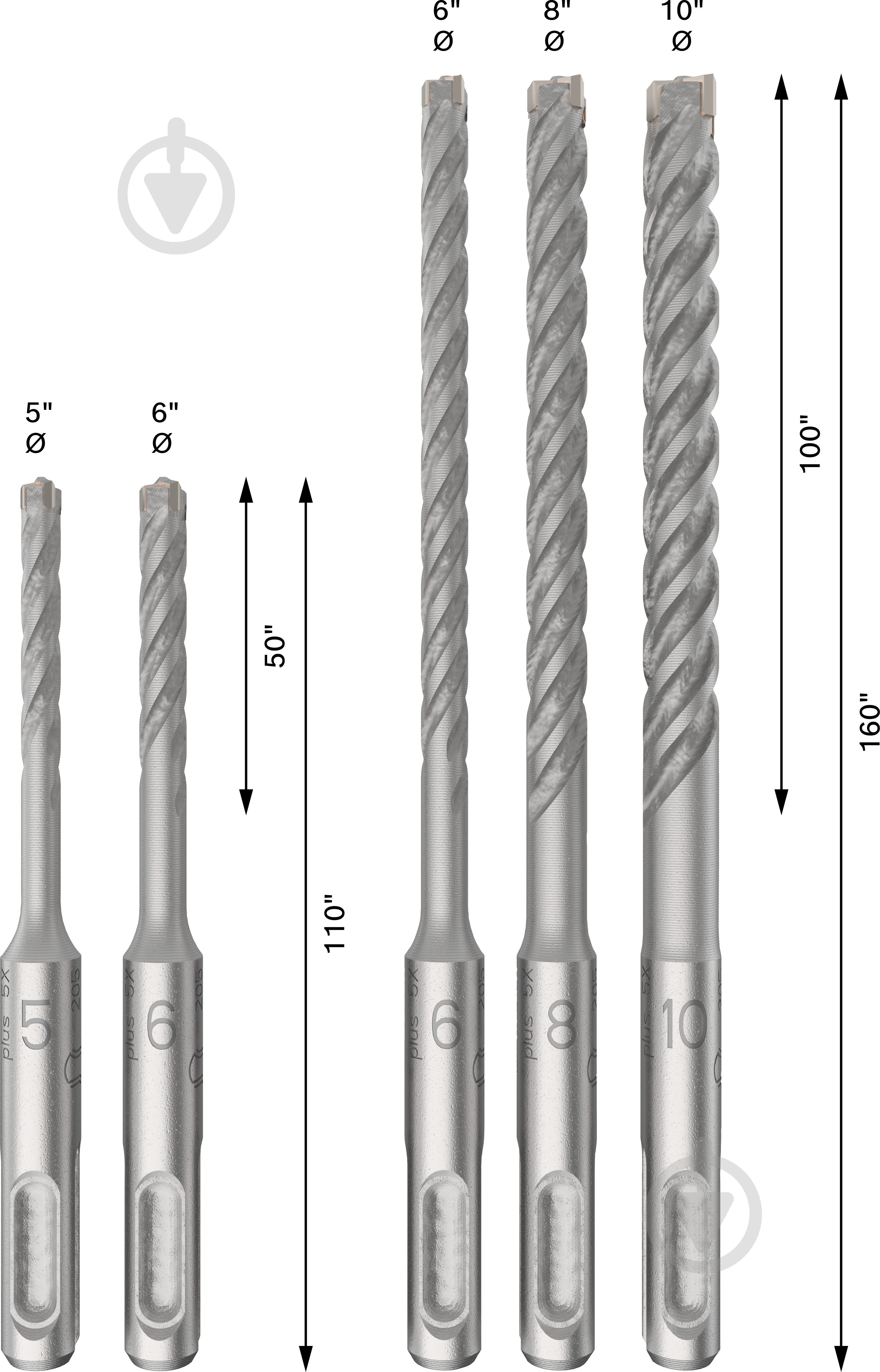 Набор буров Bosch 5X SDS-plus 5x110 мм 5 шт. 2.608.833.910 - фото 3