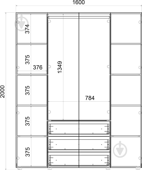 Шафа Берегиня Choice 1600х2000х550 ДСП антрацит - фото 2