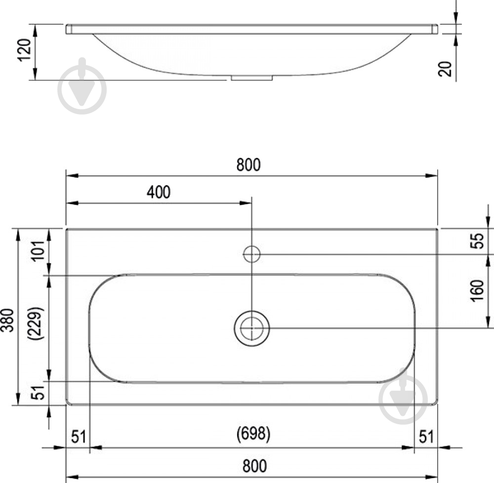 Умивальник Ravak Ring 80 - фото 2