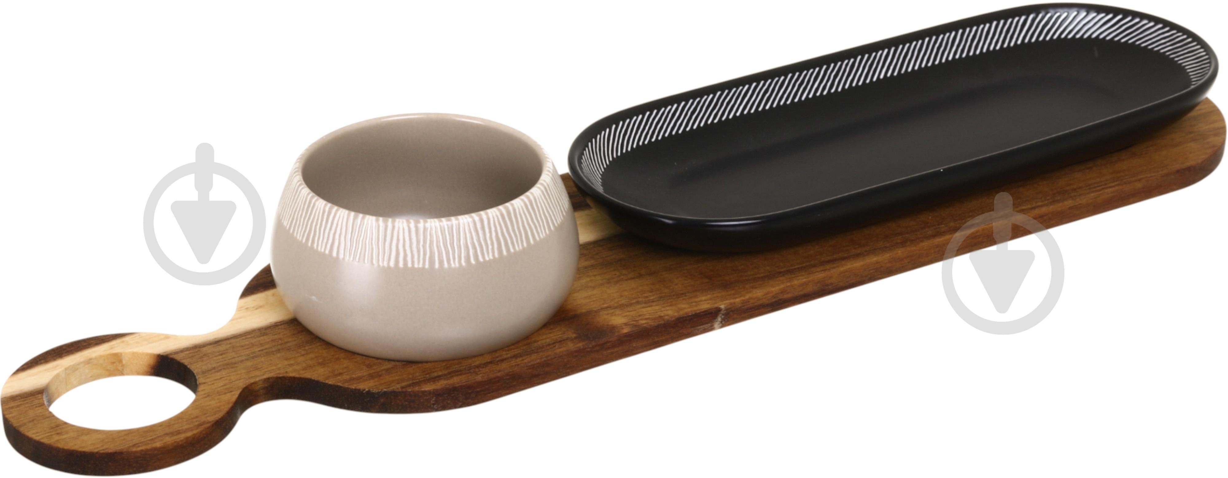 Менажниця Excellent Houseware Long stone на підставці 3 предмета - фото 1