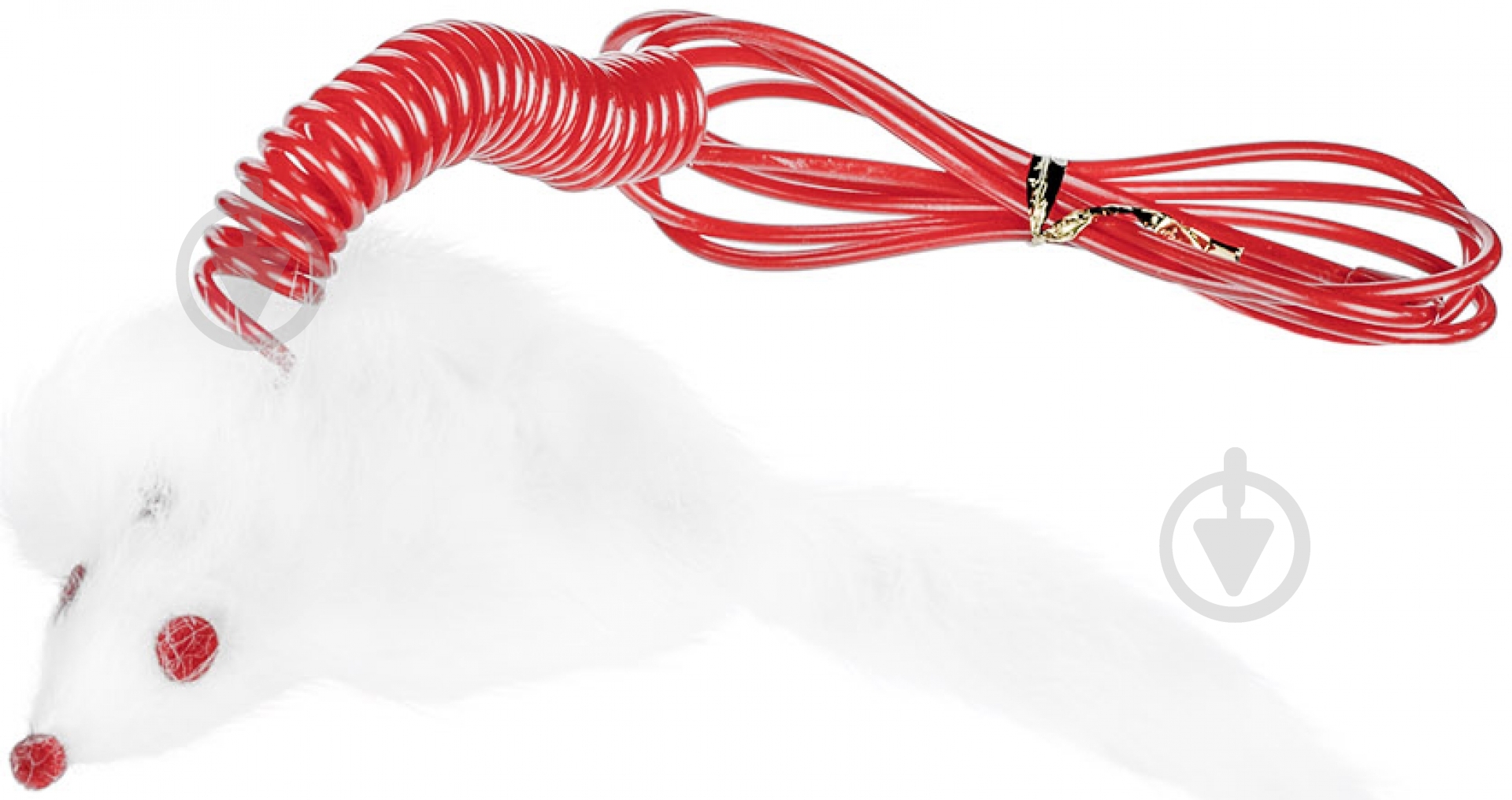 Игрушка для котов Camon Мышка Crazy меховая белый с красным - фото 1