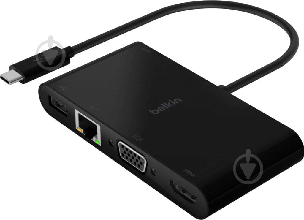 Адаптер Belkin USB-C - Ethernet/HDMI/VGA/USB-A черный (AVC004BTBK) - фото 1