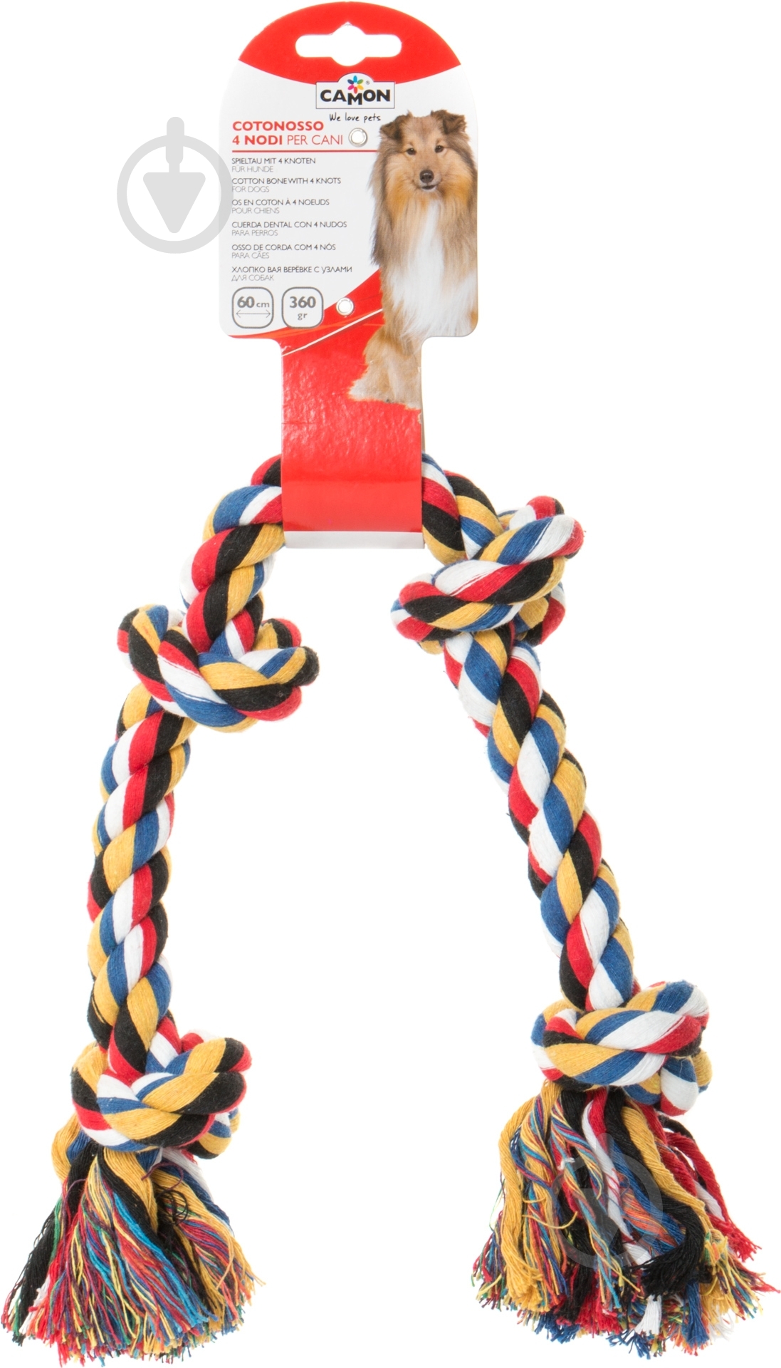 Игрушка для собак Camon Канат с 4 узлами 60 см - фото 2 Игрушка для собак Camon Канат с 4 узлами 60 см - фото 2
