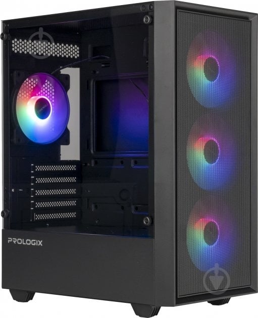 Корпус PrologiX E107 Tempered Glass Black без Бп - фото 1