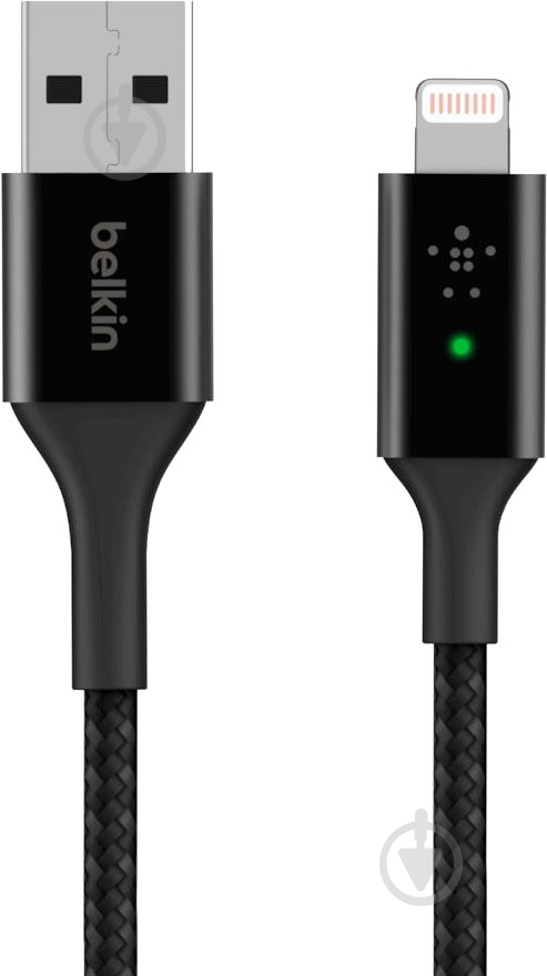 Кабель Belkin USB-A - Lightning BRAIDED 1,2 м черный (CAA007BT04BK) - фото 1