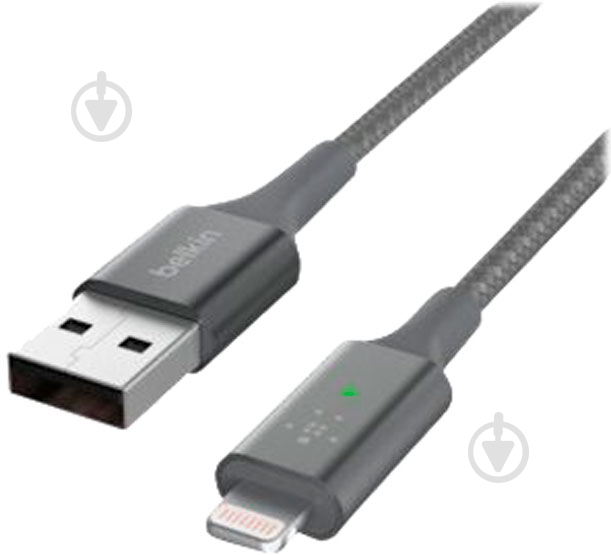 Кабель Belkin USB-A - Lightning BRAIDED 1,2 м серый (CAA007BT04GR) - фото 3
