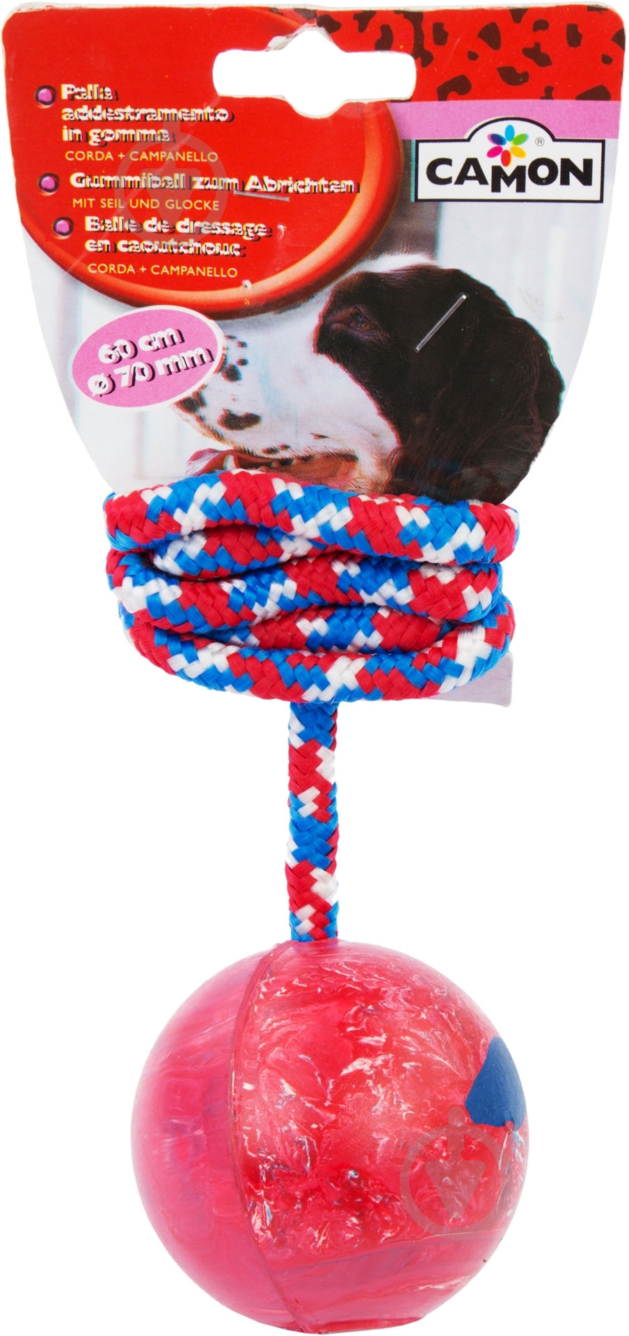 Игрушка для собак Camon Мяч с шипами на канате d7 см - фото 2