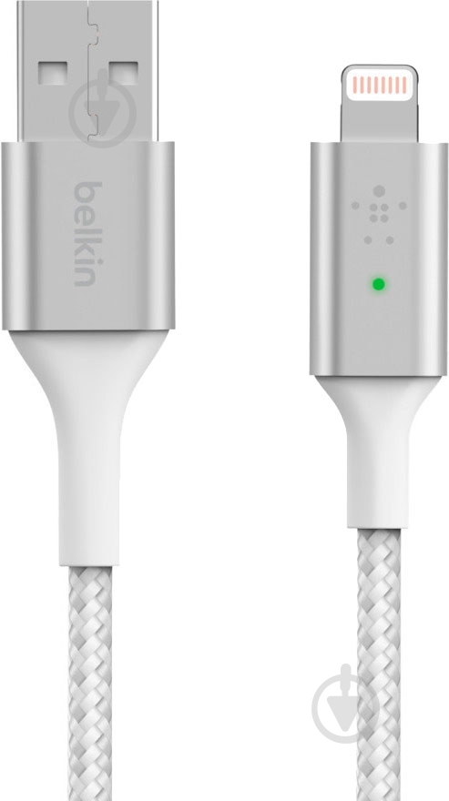 Кабель Belkin USB-A - Lightning BRAIDED 1,2 м белый (CAA007BT04WH) - фото 1