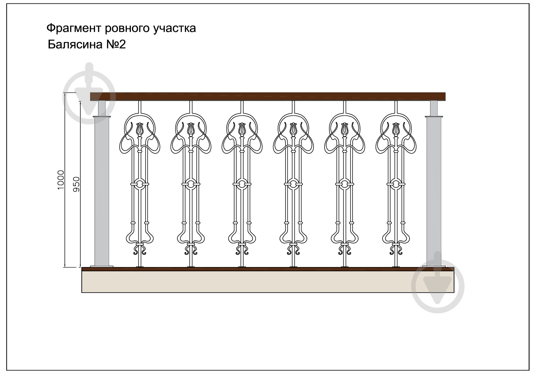 Стойка кованная Бастион №2 950х230 мм - фото 4 Стойка кованная Бастион №2 950х230 мм - фото 4