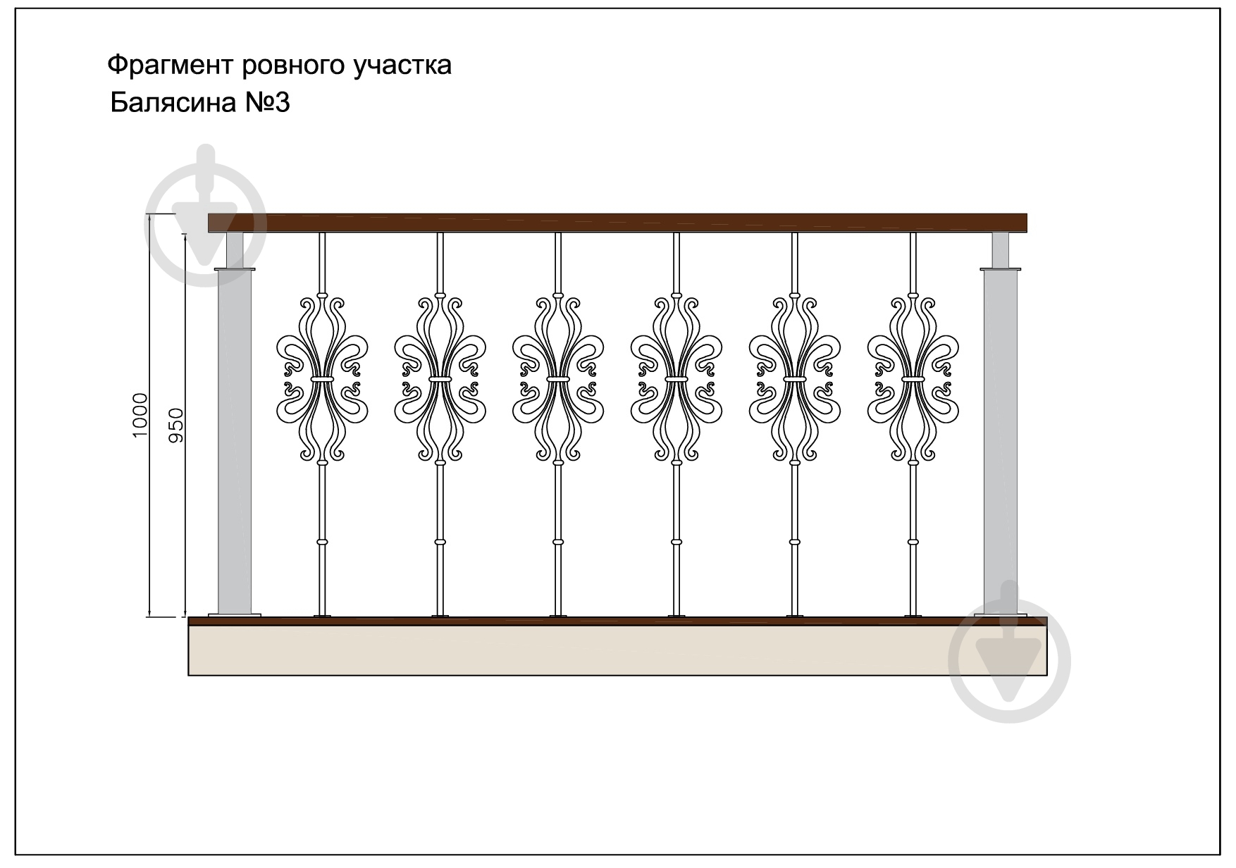 Стойка кованная Бастион №3 950х230 мм - фото 4 Стойка кованная Бастион №3 950х230 мм - фото 4