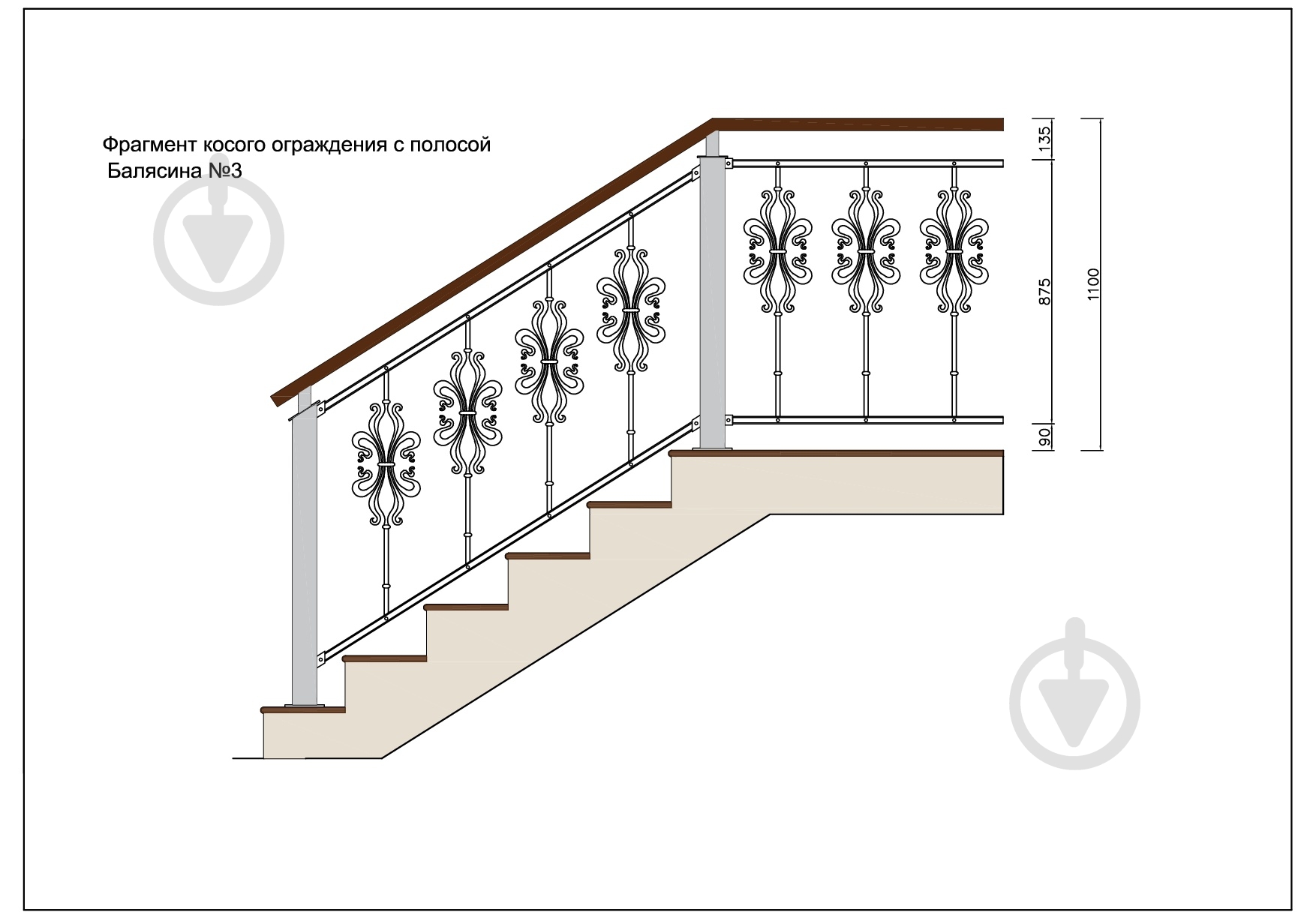 Стойка кованная Бастион №3 950х230 мм - фото 6 Стойка кованная Бастион №3 950х230 мм - фото 6