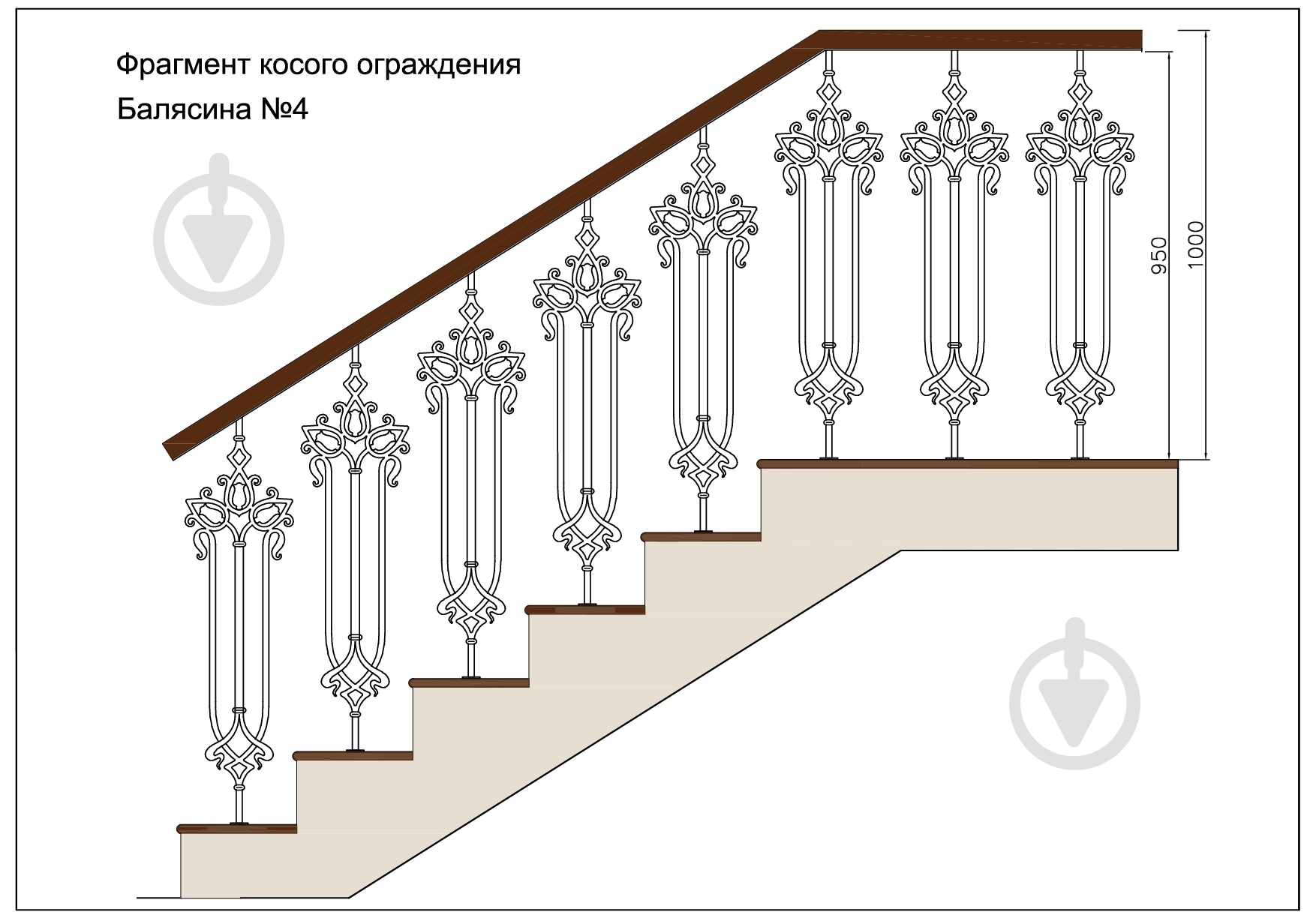 Стойка кованная Бастион №4 950х253 мм - фото 3