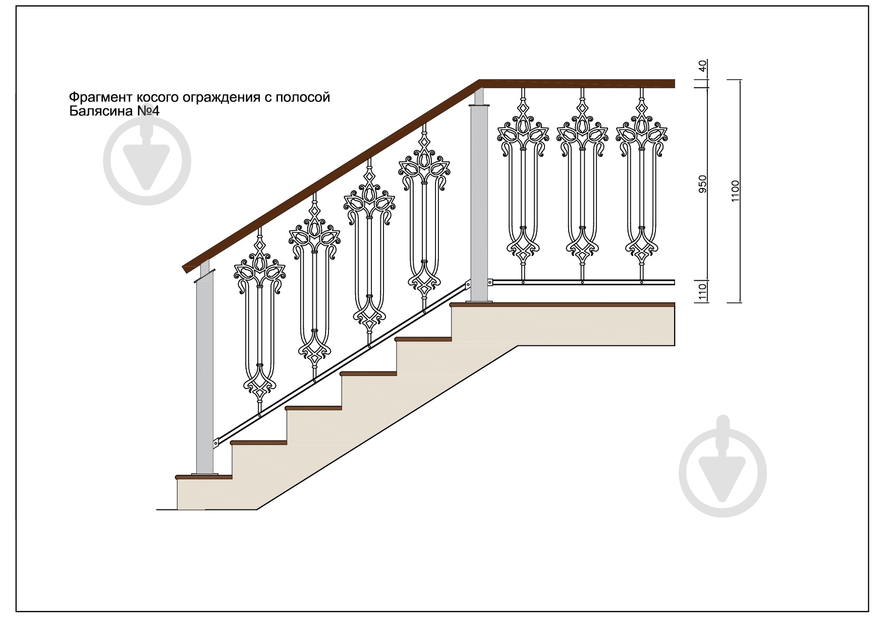 Стойка кованная Бастион №4 950х253 мм - фото 6