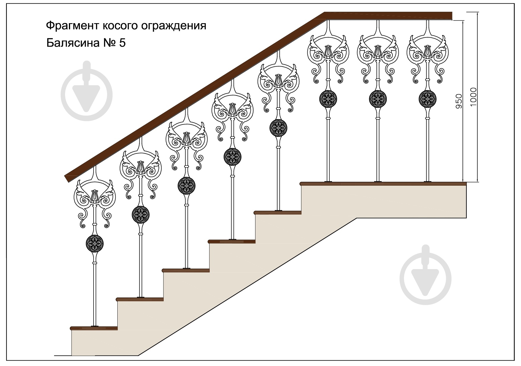 Стойка кованная Бастион №5 950х244,5 мм - фото 3 Стойка кованная Бастион №5 950х244,5 мм - фото 3