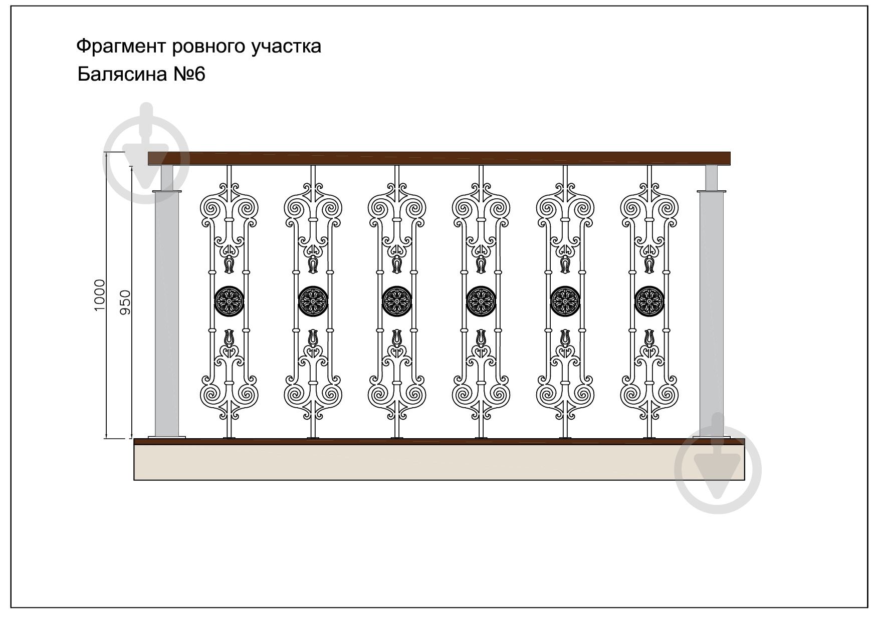 Стойка кованная Бастион №6 950х201 мм - фото 4 Стойка кованная Бастион №6 950х201 мм - фото 4