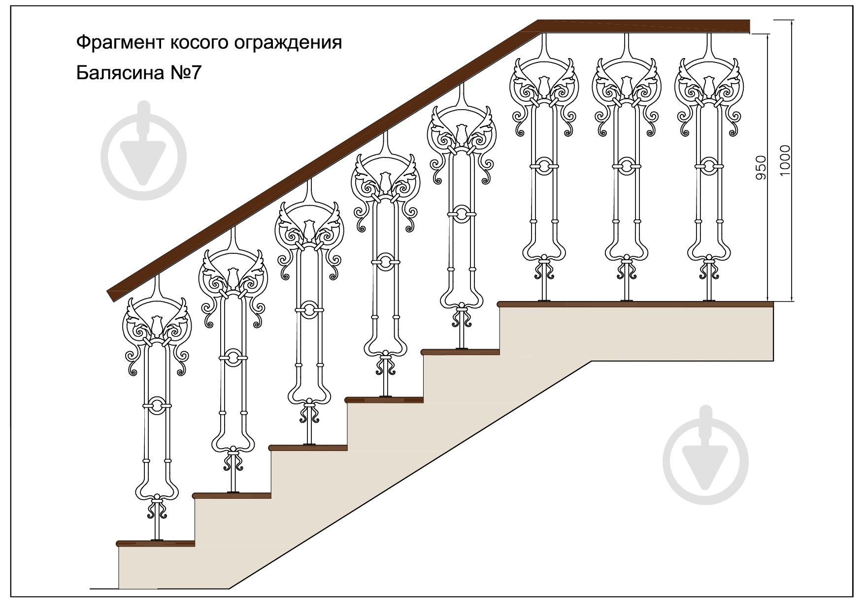 Стойка кованная Бастион №7 950х244,5 мм - фото 3