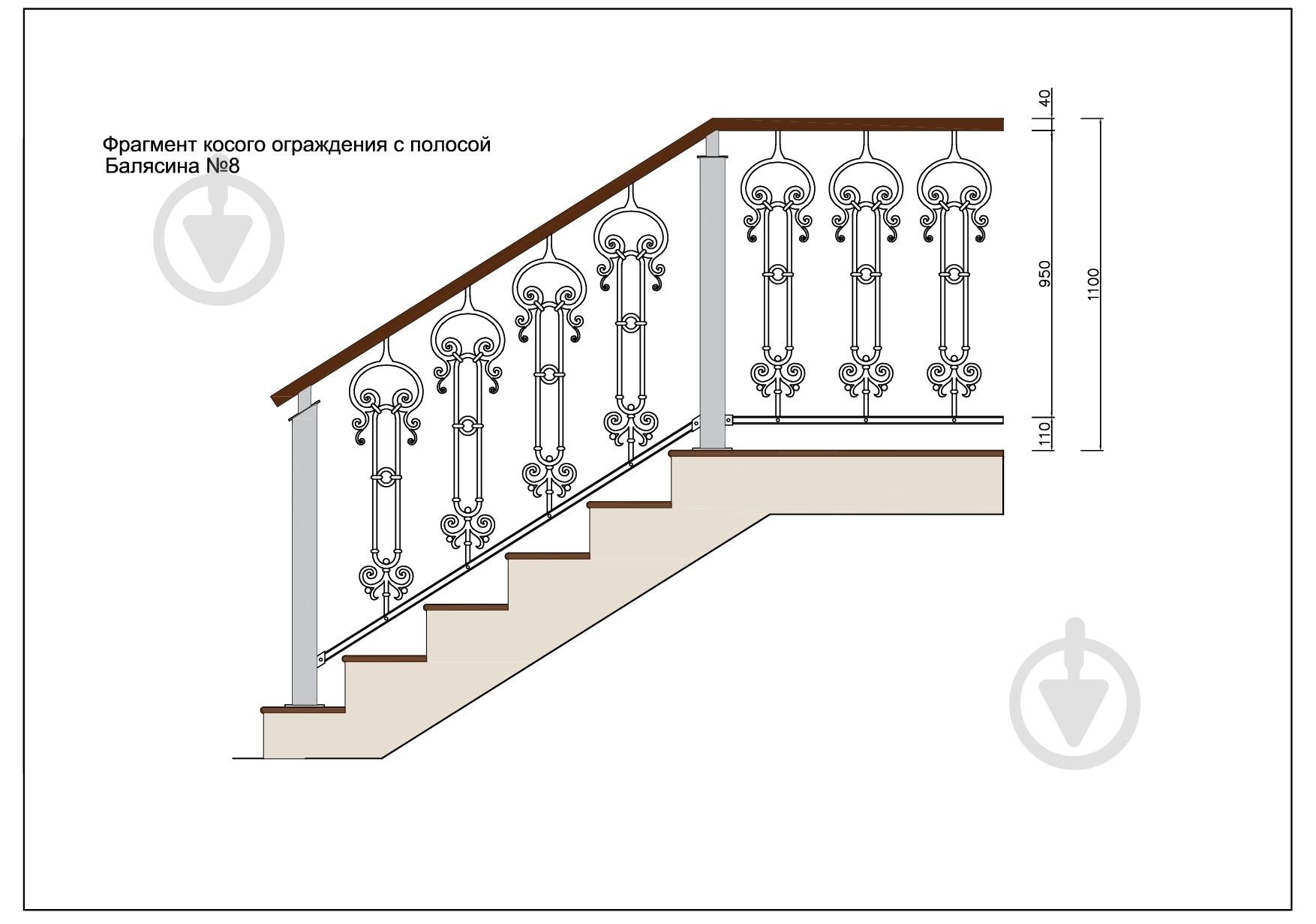 Стійка кована Бастіон №8 950х244,5 мм - фото 6
