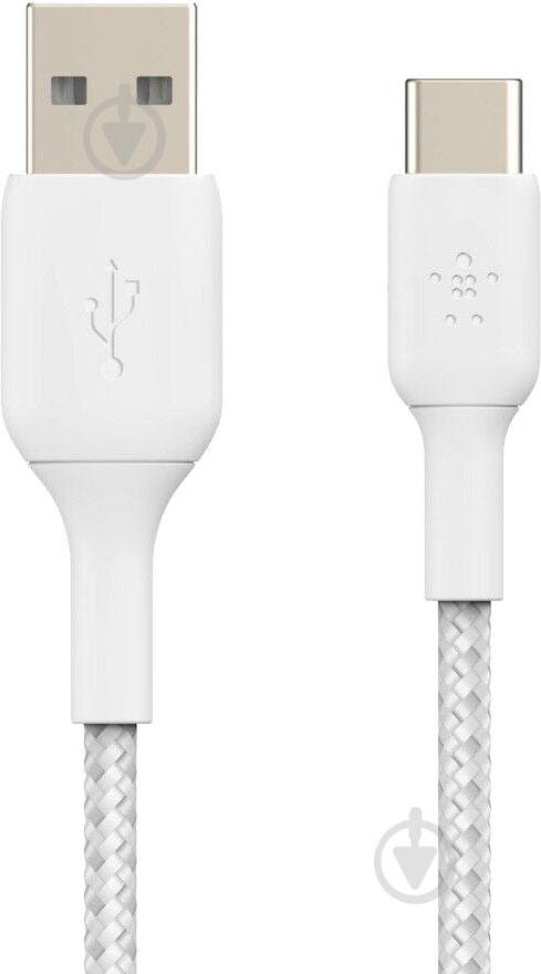 Кабель Belkin USB-A - USB-С, BRAIDED 3 м білий (CAB002BT3MWH) - фото 1