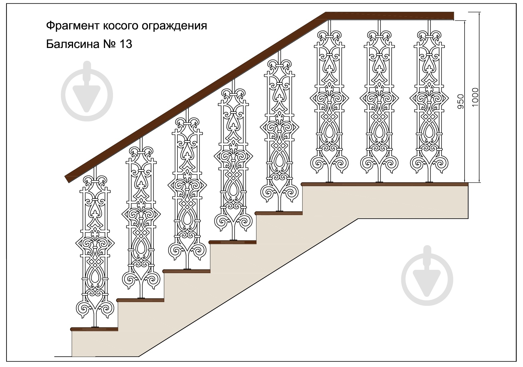 Стойка кованная Бастион №13 950x228 мм - фото 3