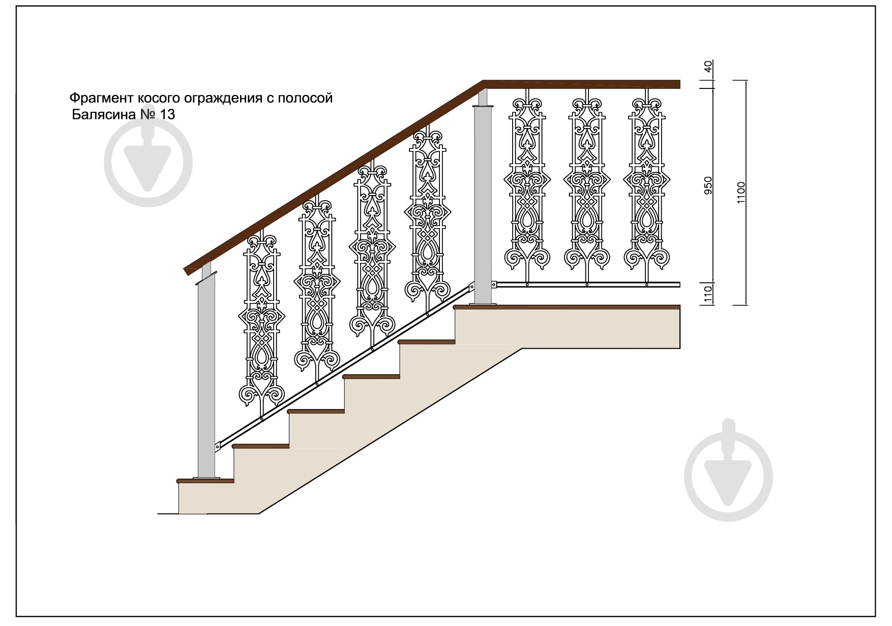Стойка кованная Бастион №13 950x228 мм - фото 6