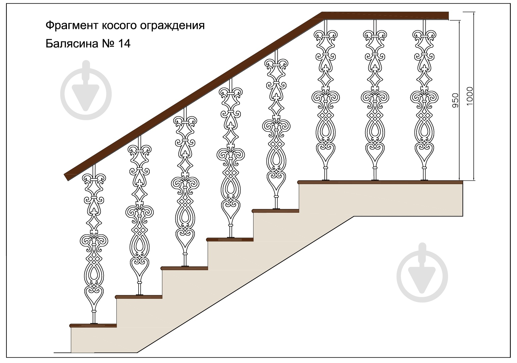 Стойка кованная Бастион №14 950x164,5 мм - фото 3