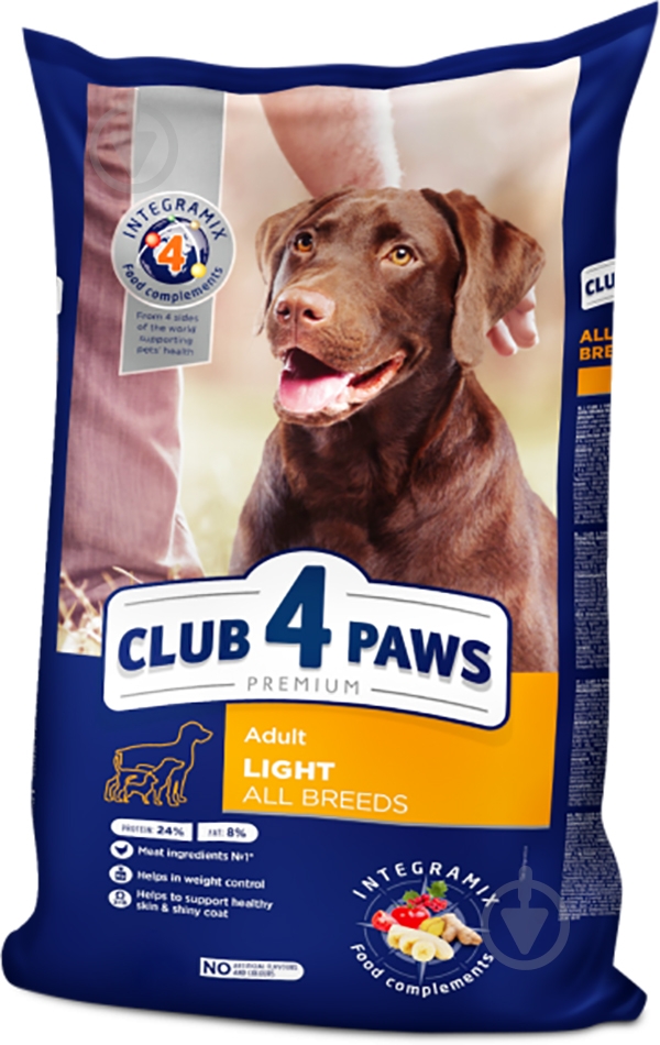 Корм для всех пород Club 4 Paws Premium Light 14 кг (курица, рис, кукуруза) 14 кг - фото 1 Корм для всех пород Club 4 Paws Premium Light 14 кг (курица, рис, кукуруза) 14 кг - фото 1