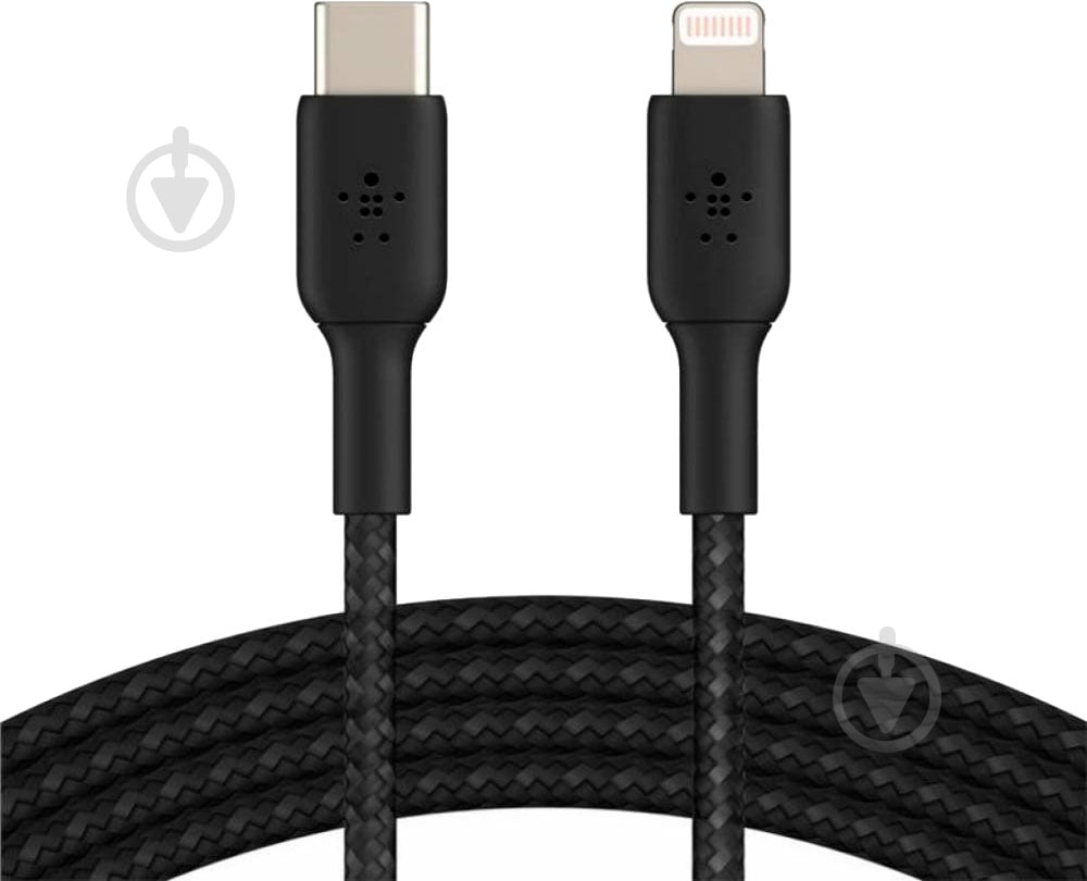 Кабель Belkin USB-С - Lightning, BRAIDED 1 м черный (CAA004BT1MBK) - фото 3