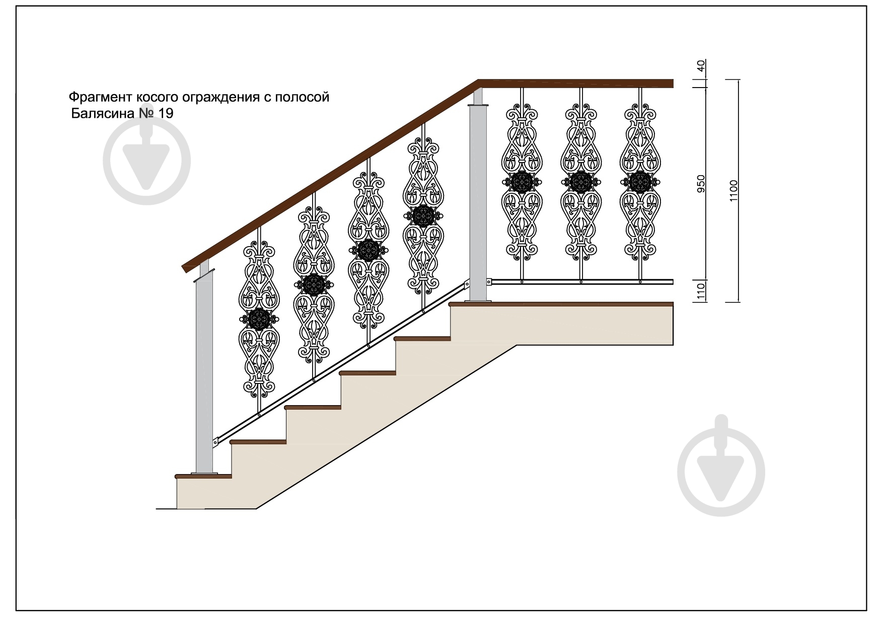 Стойка кованная Бастион №19 950x201 мм - фото 6