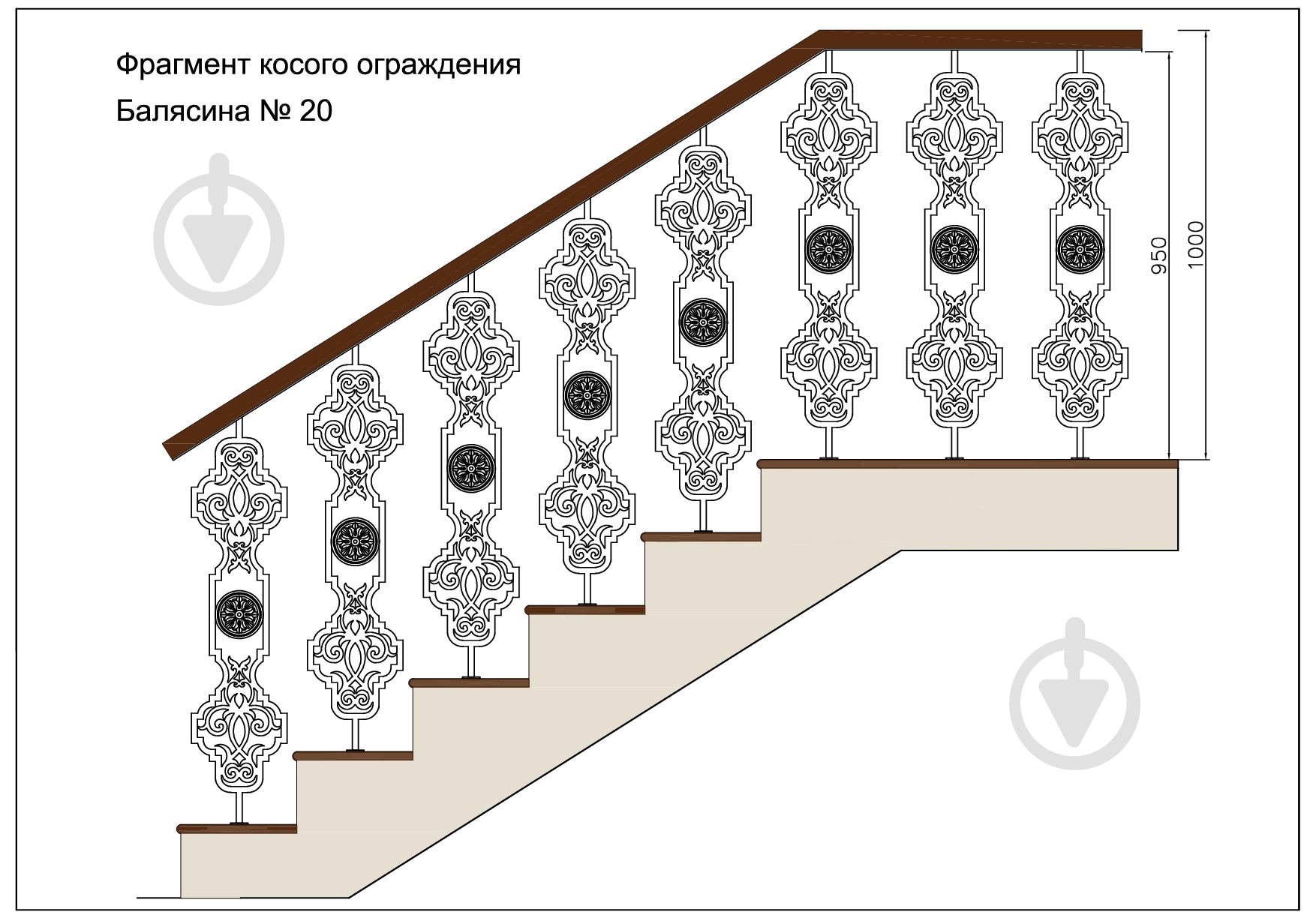 Стойка кованная Бастион №20 950x222,5 мм - фото 3
