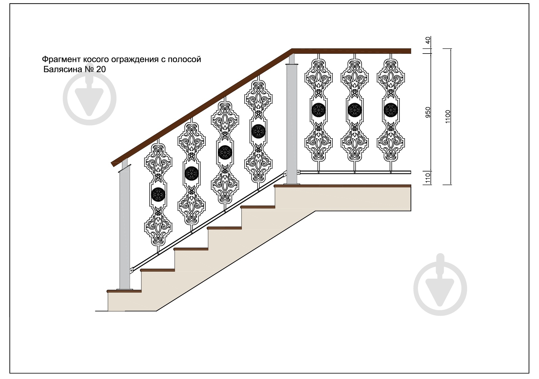Стойка кованная Бастион №20 950x222,5 мм - фото 6