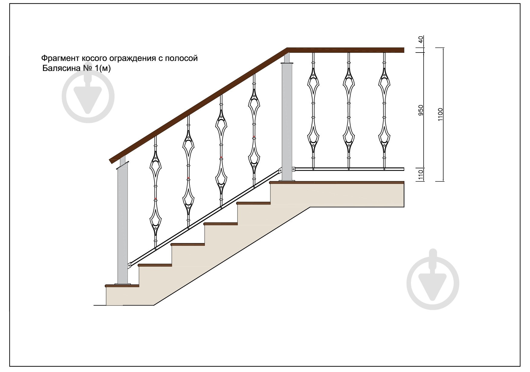 Стойка кованная Бастион №1м 950х95,5 мм - фото 6