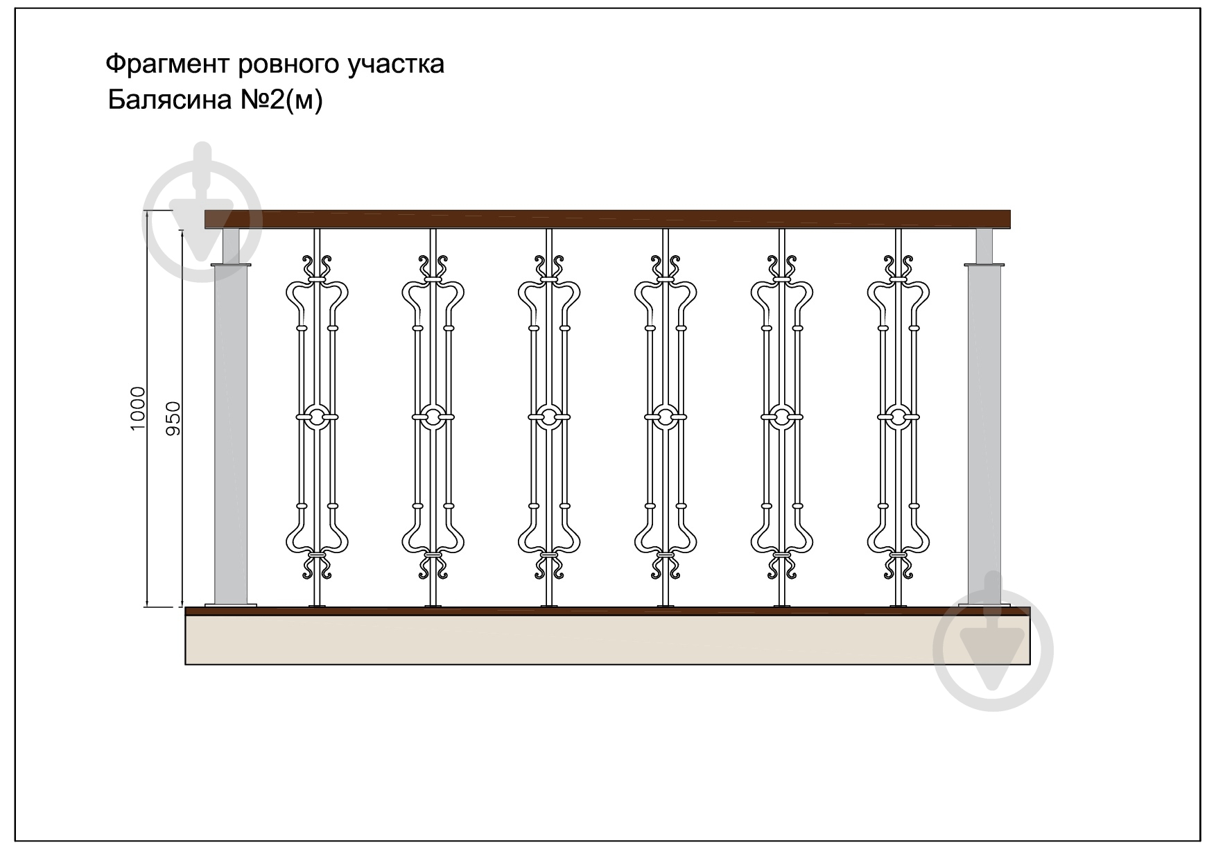 Стойка кованная Бастион №2-м 950x155 мм - фото 4 Стойка кованная Бастион №2-м 950x155 мм - фото 4