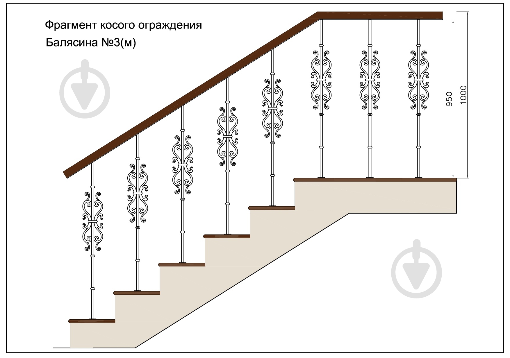 Стойка кованная Бастион №3-м 950x121 мм - фото 3 Стойка кованная Бастион №3-м 950x121 мм - фото 3
