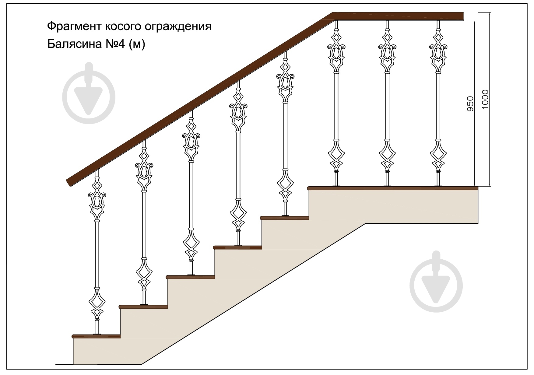 Стійка кована Бастіон №4-м 950x102 мм - фото 3