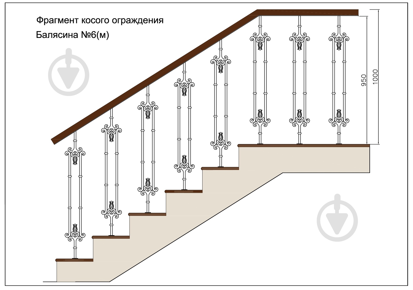 Стойка кованная Бастион №6-м 950x150 мм - фото 3 Стойка кованная Бастион №6-м 950x150 мм - фото 3