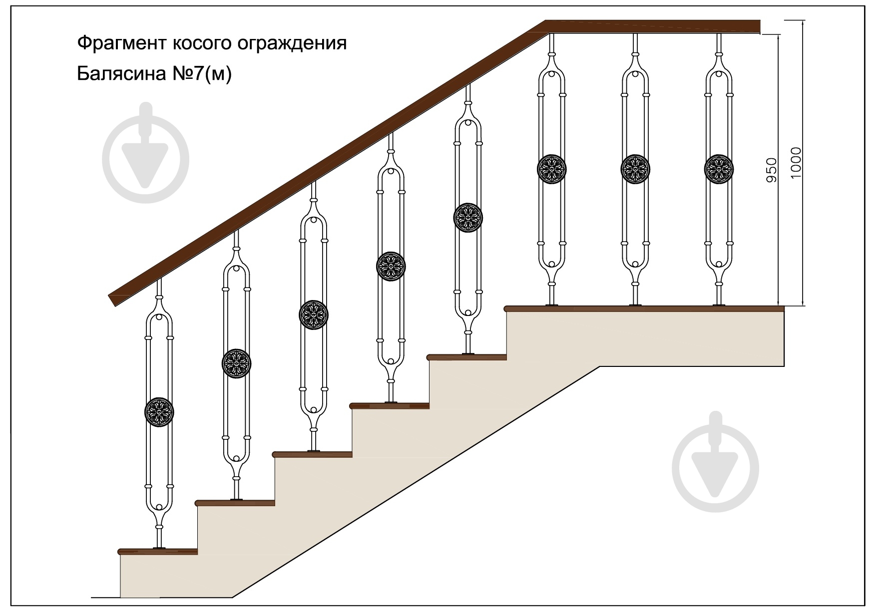Стойка кованная Бастион №7-м 950x90 мм - фото 3