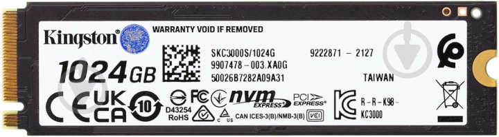 SSD-накопичувач Kingston 1024GB M.2 PCI Express 4.0 x4 3D TLC NAND (SKC3000S/1024G) - фото 3