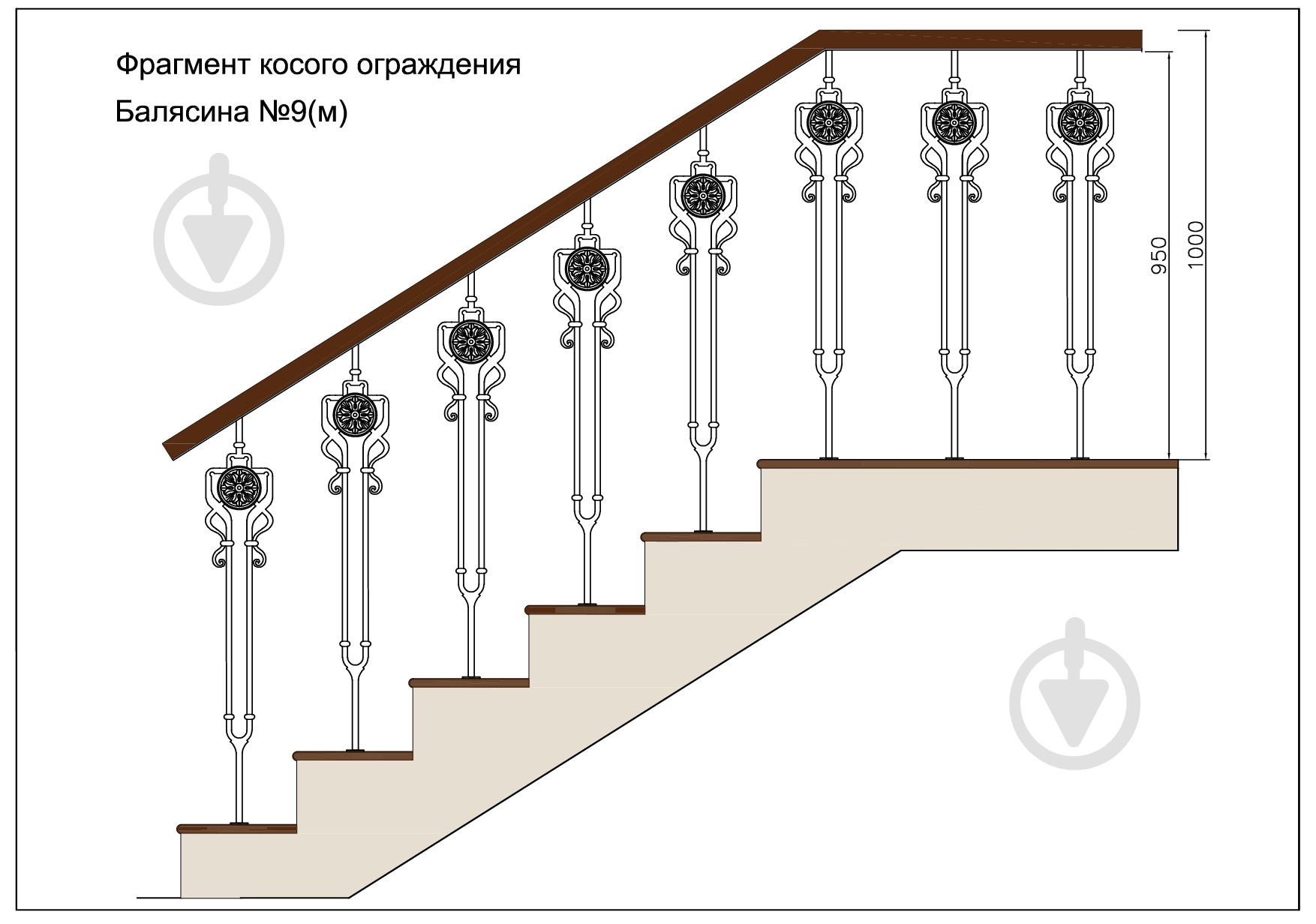 Стойка кованная Бастион №9-м 950x155,5 мм - фото 3