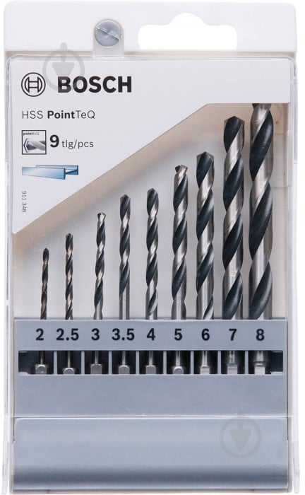 Набор сверл Bosch PointTeQ 2-8 мм 9 шт. 2607002826 - фото 1 Набор сверл Bosch PointTeQ 2-8 мм 9 шт. 2607002826 - фото 1