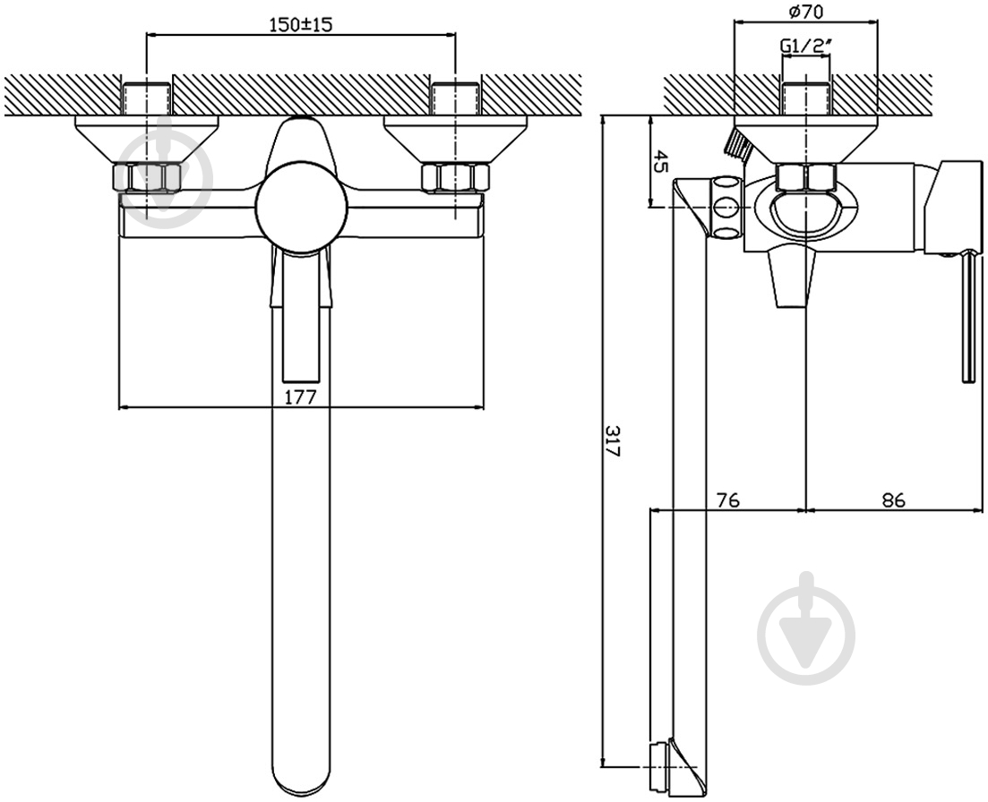 Смеситель для ванны Tango Rio 04 - фото 2 Смеситель для ванны Tango Rio 04 - фото 2