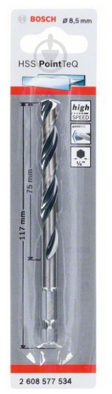 Сверло Bosch HSS PointTeQ HEX 8.5 x 117 мм 1 шт. 2608577534 - фото 2 Сверло Bosch HSS PointTeQ HEX 8.5 x 117 мм 1 шт. 2608577534 - фото 2