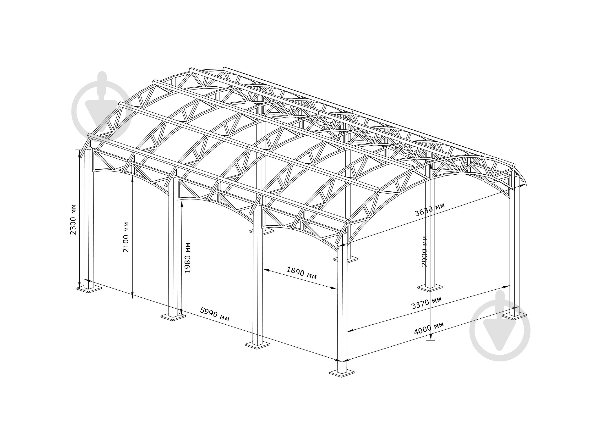 Комплект навес для машины СТ-1 6000х4000х2900 мм разборной - фото 1